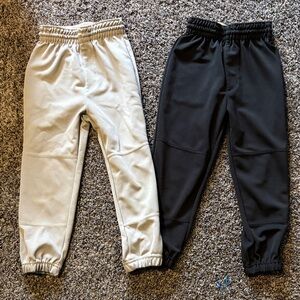 2 Pairs of Kids Baseball pants with drawstring. Grey and Black